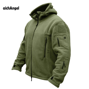 US Military Man Fleece Tactical Jacket Thermal Breathable Polar Hooded Coat Casual Outerwear Army Clothes