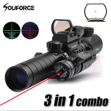 Load image into Gallery viewer, 3 in 1 Combo 3-9X32EG Riflescope with Long Range Red Dot Laser and Red/Green Dot Holographic Reflex Sight fand Airsoft