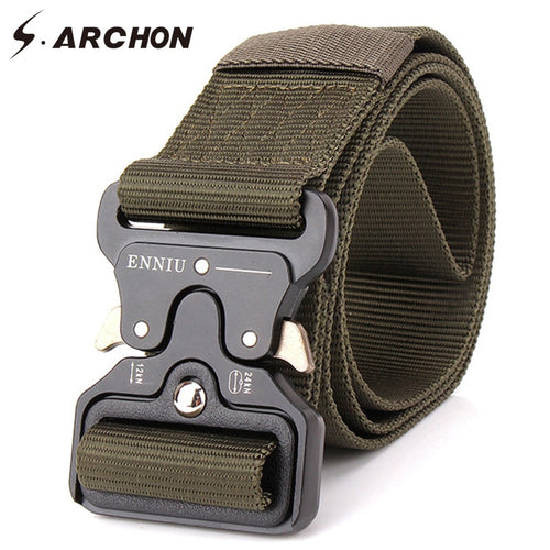 Military Equipment Tactical Belt Men Nylon Knock Off Metal Buckle Army Belt Strap Heavy Duty Soldier Combat Waist Belts