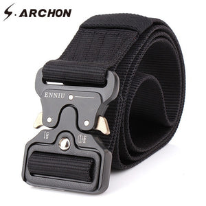 Military Equipment Tactical Belt Men Nylon Knock Off Metal Buckle Army Belt Strap Heavy Duty Soldier Combat Waist Belts