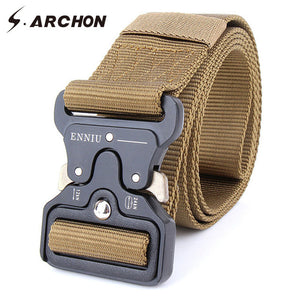 Military Equipment Tactical Belt Men Nylon Knock Off Metal Buckle Army Belt Strap Heavy Duty Soldier Combat Waist Belts