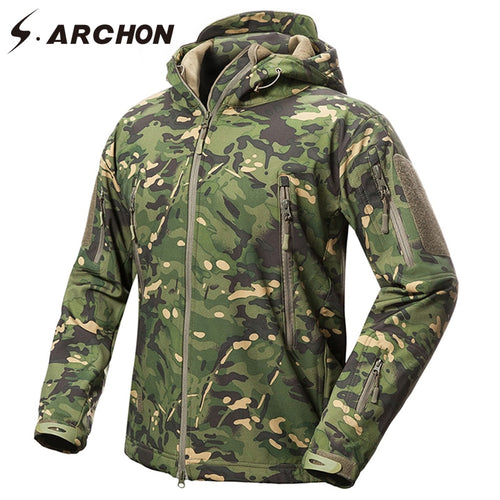 New Soft Shell Military Camouflage Jackets Men Hooded Waterproof Tactical Fleece Jacket Winter Warm Army Outerwear Coat