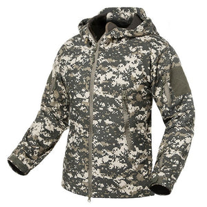 New Soft Shell Military Camouflage Jackets Men Hooded Waterproof Tactical Fleece Jacket Winter Warm Army Outerwear Coat