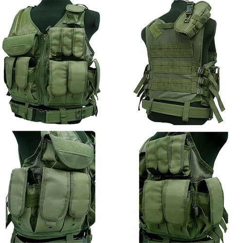 Tactical Police Vest Multi Pockets Outdoor Camouflage Military Body Armor  Army Swat Molle Vest Black