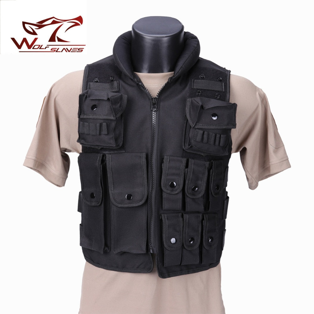 Police Tactical Jacket Outdoor Camouflage Military Vest Body Armor Sports Wear Hunting Vest Army Swat  Vest Black