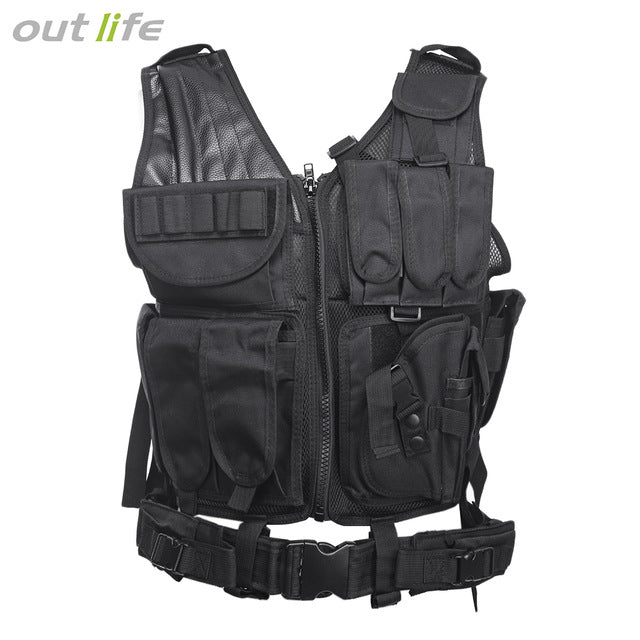 Outlife Hunting Vest Men Tactical Molle Vest Tactical Paintball Military Swat Assault Shooting Hunting Molle Vest With Holster