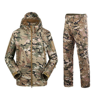 Military TAD Camouflage Shark Skin Soft Shell Tactical Suits Winter Autumn Waterproof Fleece Combat Gear Men clothing suit BF05