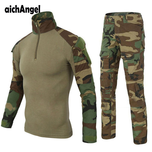 Tactical Military Combat Uniform Multicam Shirt + Pants Elbow Knee Pads US Army Military Uniform Camouflage