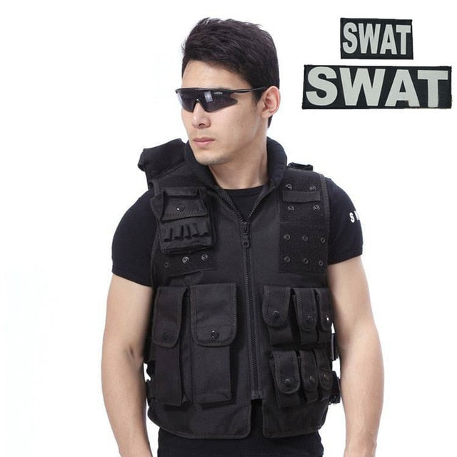 Military Tactical Vest 800D Waterproof Swat Protective Vest SWAT/FBI/POLICE Hook Loop Fasteners Outdoor CS Game Equipment