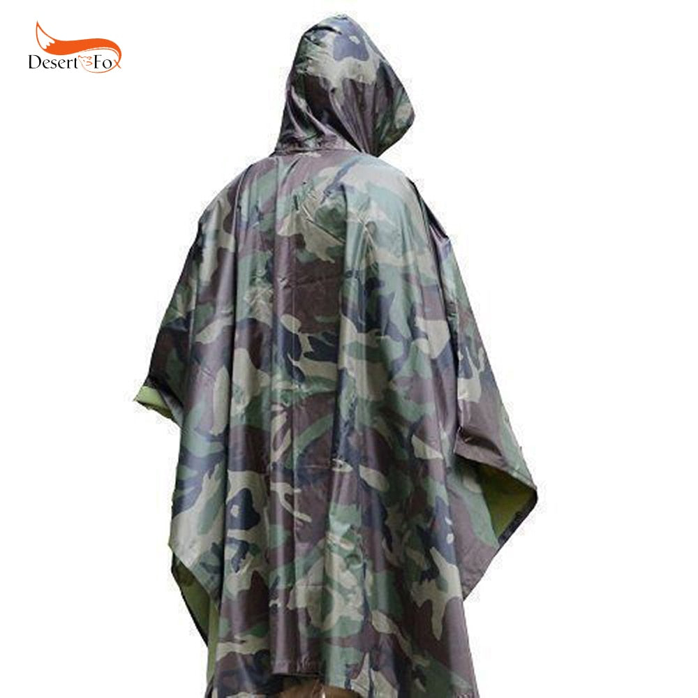 Military Outdoor Hiking Woodland Wet Weather Camouflage Poncho Raincoat