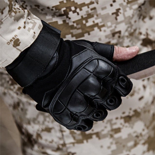 Army Tactical Fingerless Military Hard Knuckle Half Finger Gloves