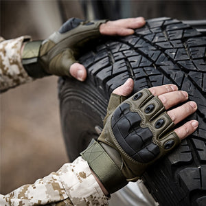 Army Tactical Fingerless Military Hard Knuckle Half Finger Gloves