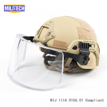 Load image into Gallery viewer, MILITECH DE Tan MICH ACH ARC OCC Dial Liner NIJ level IIIA 3A Aramid Bulletproof Helmet With Tactical Ballistic Visor Shield Set