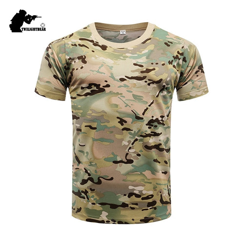 Military Camouflage Tactical T Shirt Men Women Outdoor Short Sleeve Quick Drying Mesh Combat Shirt T