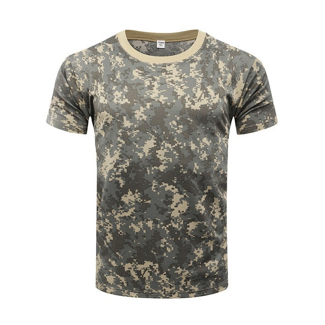 Military Camouflage Tactical T Shirt Men Women Outdoor Short Sleeve Quick Drying Mesh Combat Shirt T