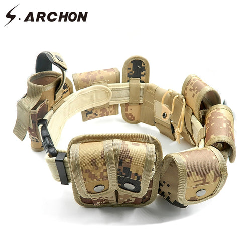 10 In 1 Tactical Gear Men Combat Belt High Quality Military Camouflage Men Belt Plastic Buckle Soldier Army Waist Belts