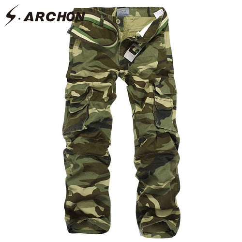 Military Style Camouflage Tactical Cargo Pants Men SWAT Combat Army Pants Casual Windproof Breathable Cotton Camo Pants