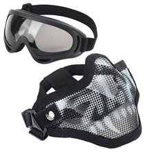 Load image into Gallery viewer, Airsoft Half Face Mask Steel Mesh and Goggles Set