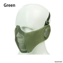 Load image into Gallery viewer, Tactical Airsoft Mask Steel Mesh Mask Ear Protection Impact Resistance 800FPS